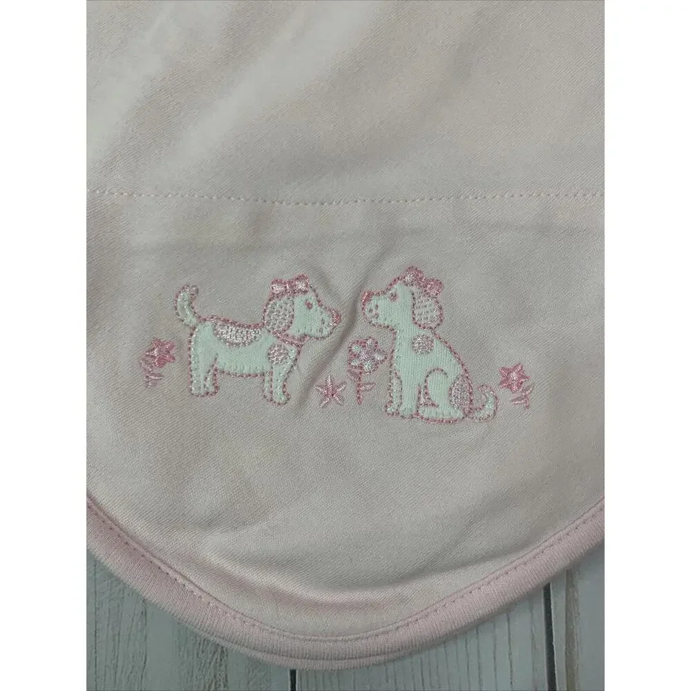 Little Me Baby Girls Pink White Puppy Dog‎ Receiving Blankets 2 Pack Cotton 1622